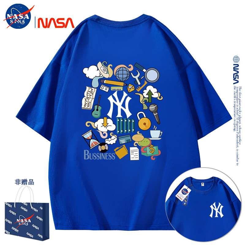 NASA联名夏季百搭休闲男情侣短袖T恤2025新款潮流青少年纯棉半袖