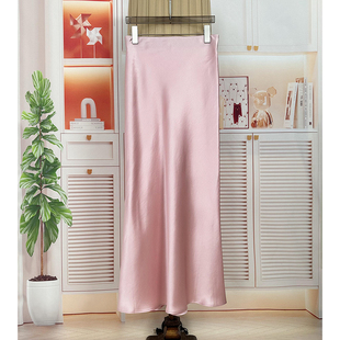 5色 高个子长款醋酸缎面半身裙女高腰显瘦包臀a字鱼尾裙半裙垂感