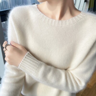 新款秋冬女毛衣圆领低领加厚内搭羊绒针织衫慵懒软糯羊毛衫打底衫
