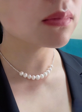 天然项链纯银甲状腺术后遮挡项链碎银子遮疤痕神器可调节