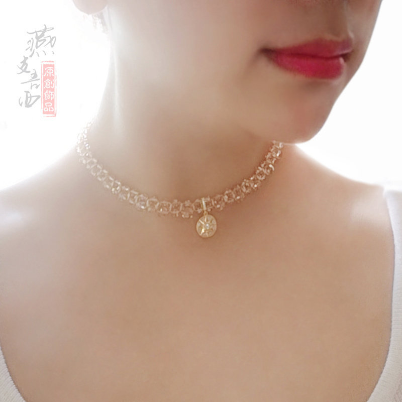 燕支吾西土星项链颈部女遮挡水晶