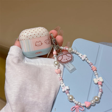 小清新格纹可爱猫咪苹果适用airpods4无线蓝牙耳机保护套新3代airpodspro2耳机套二代三代苹果airpodspro3女