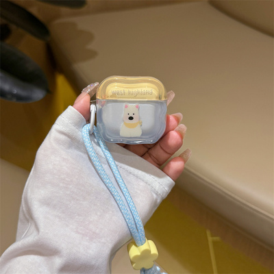 卡通可爱西高地适用airpods4代无线蓝牙耳机保护套新3代airpodspro3耳机套二代三代苹果airpodspro2女