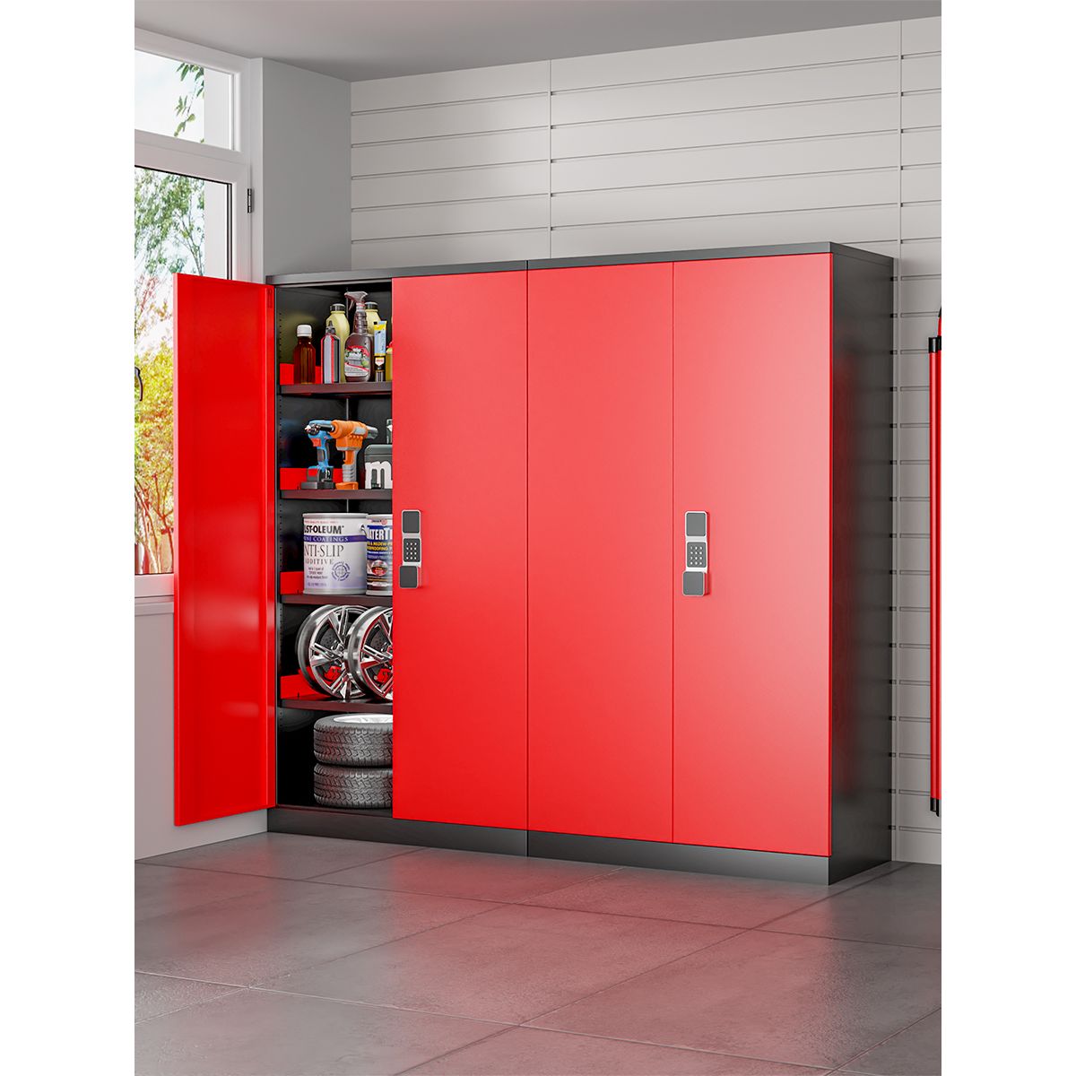 重型五金工具柜加厚铁皮柜智能密码锁车位储物柜车间配件收纳柜子