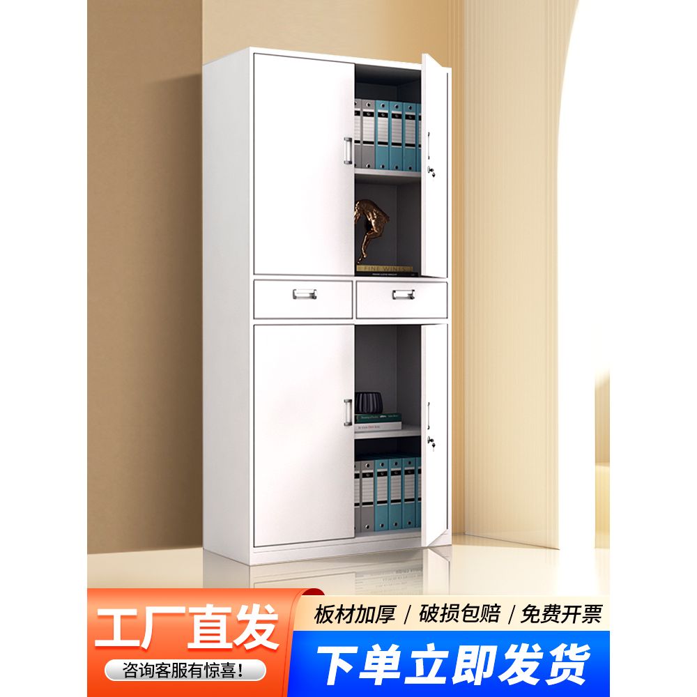 办公室二斗铁文件柜带锁钢制资料柜落地储物柜抽屉柜多层档案柜
