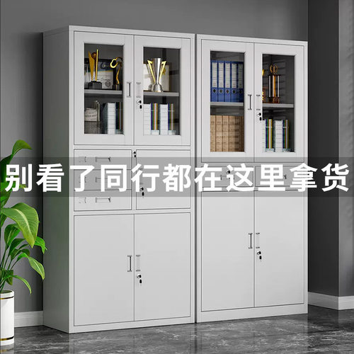 PC收纳办公室铁皮文件柜财务资料档案柜带锁凭证柜抽屉矮柜储物柜