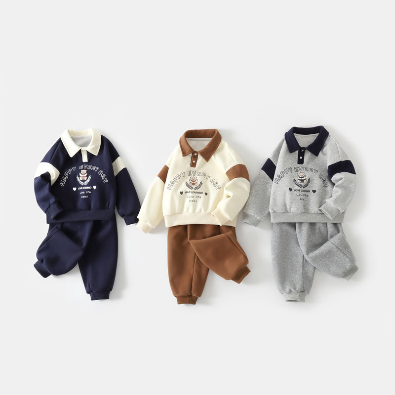 男童套装春秋季新款儿童洋气时髦舒适卡通百搭长袖卫衣卫裤两件套