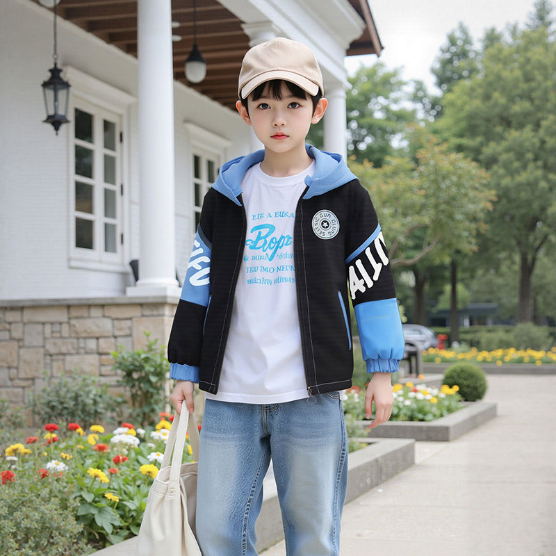 男童连帽外套春秋季2025新款中大童帅气秋装上衣儿童夹克潮童