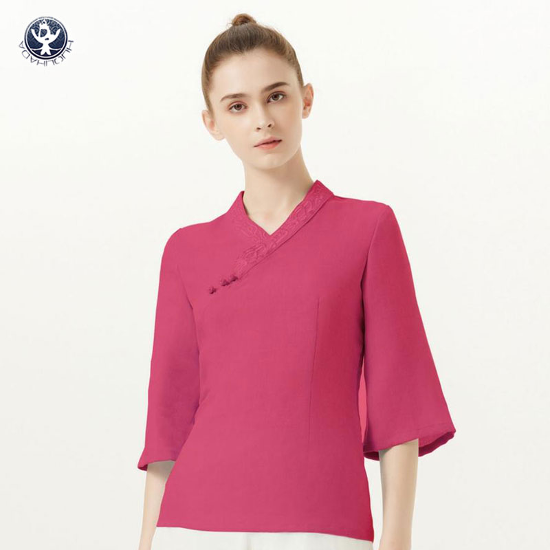 中式復古盤扣禪意七分袖棉麻唐裝