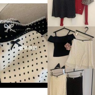 蕾丝a字裙半身裙 古早微甜 波点 法式 复古女人 巴黎图鉴