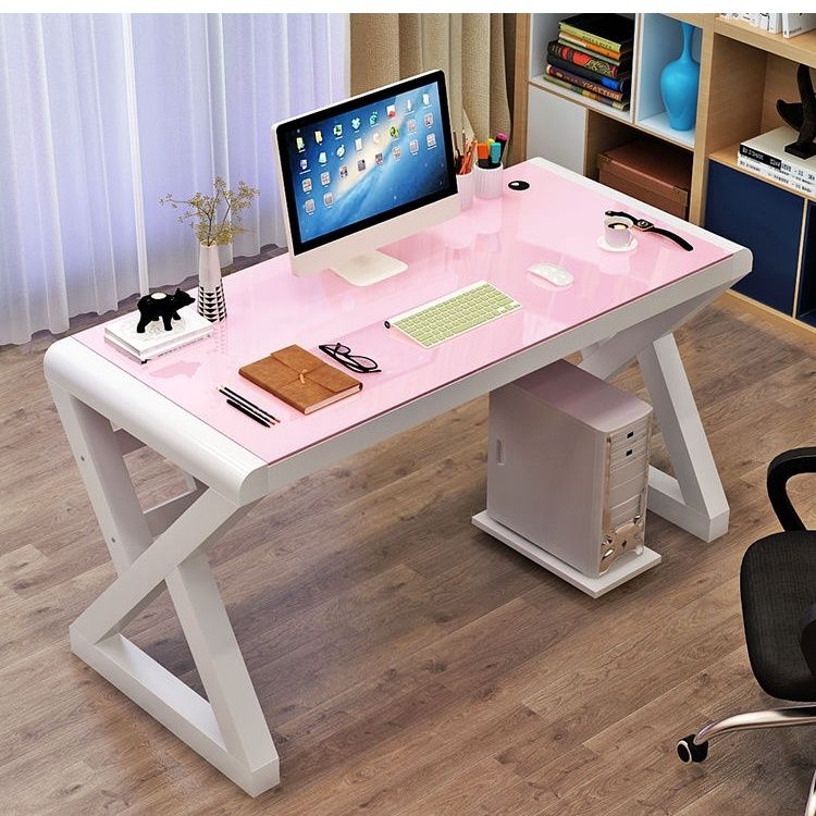 电脑台式桌家用 简约现代经济型书桌 简易钢化玻璃电脑桌学习桌子