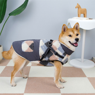 柴犬大狗狗衣服秋冬装保暖两脚马甲遛狗带拉环棉衣中型犬宠物服装
