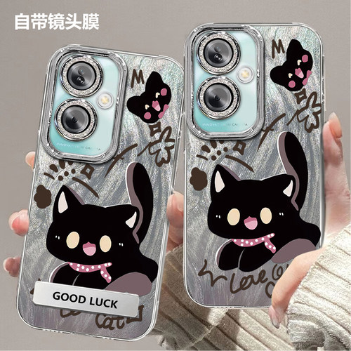 带镜头膜适用于OPPOA1s手机壳a1s全包PJB110可爱猫咪高颜值防摔硬壳高级感oppo保护套轻奢软边创意新款手机套