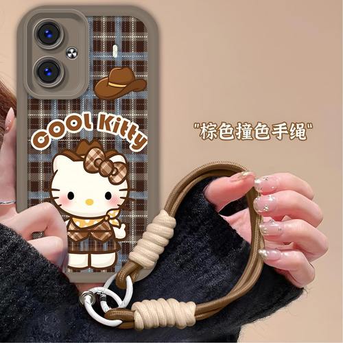 格纹凯蒂猫适用iQOOZ9Turbo+手机壳iQOOz9全包V2417A磨砂可爱KT猫防摔软壳高级感保护套V2361A新款52GA手机套