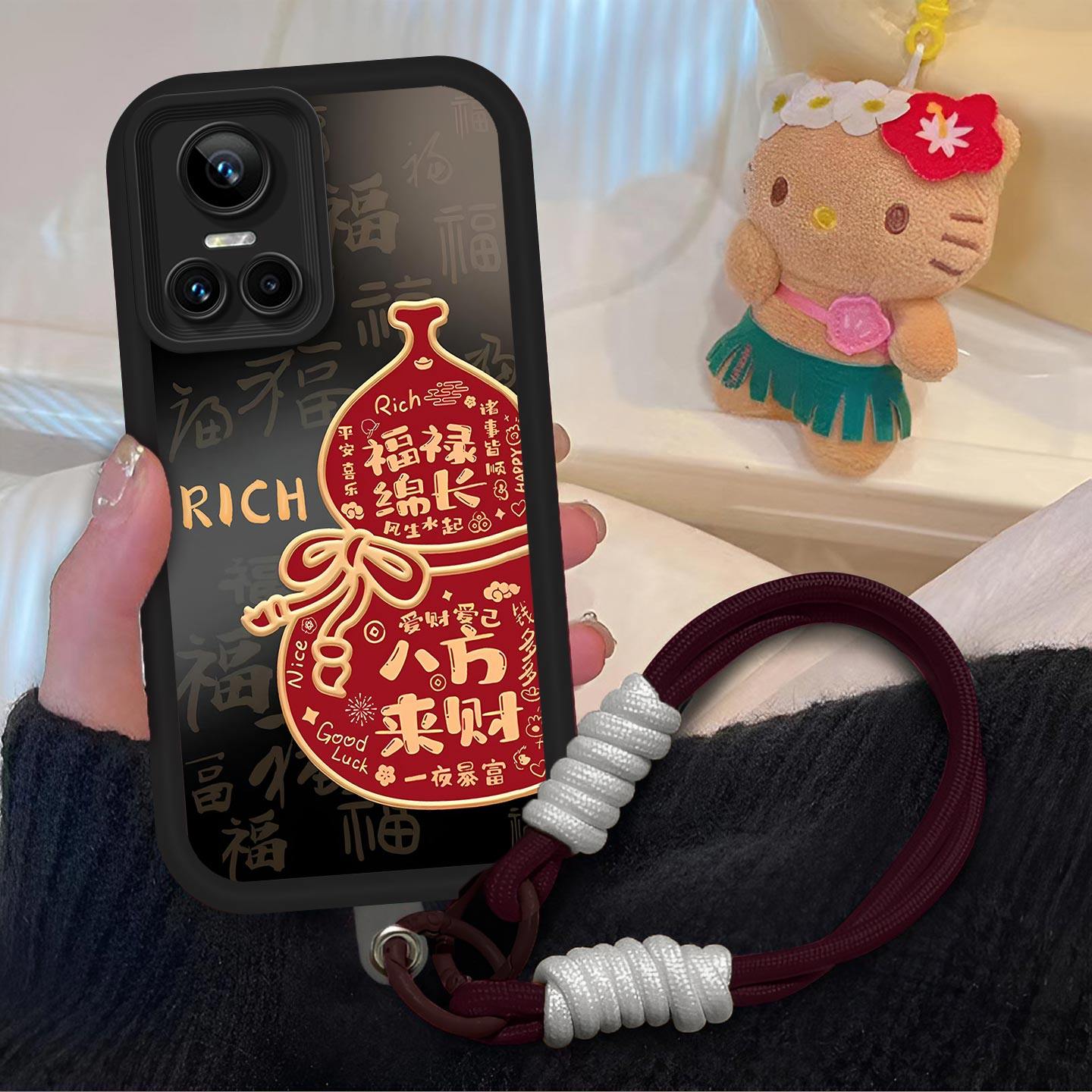 八方来财适用于真我GTNeo3.手机壳Realme镜头全包保护套RMX3560中国风气囊防摔软壳高级感文字创意新款手机套