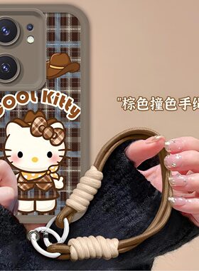格纹凯蒂猫适用iQOONeo10手机壳iQOOneo10Pro全包V2426A磨砂可爱KT猫防摔软壳高级感保护套卡通新款63a手机套