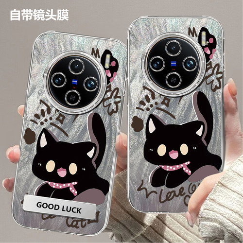 带镜头膜适用vivo x100s手机壳vivox100s全包V2359A可爱猫咪高颜值防摔硬壳高级感保护套软边轻奢新款手机套s