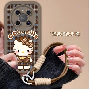 格纹凯蒂猫适用于华为TD鼎桥M40手机壳全包TDTMA01磨砂可爱KT猫防摔软壳高级感保护套卡通气囊创意新款 手机套