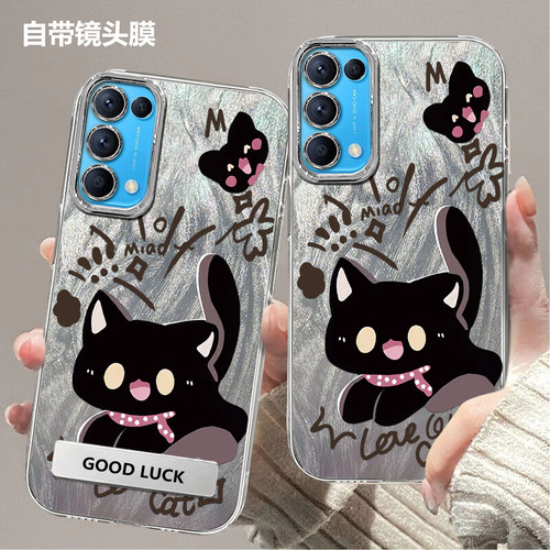 带镜头膜适用于OPPO Reno5K手机壳reno5全包PEGM10可爱猫咪高颜值防摔硬壳PEGM00高级感保护套轻奢新款手机套