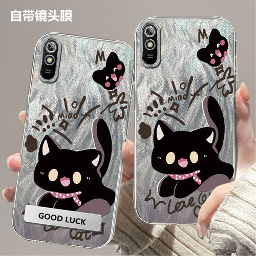 带镜头膜适用小米红米9A手机壳Redmi红米9a全包可爱猫咪高颜值防摔硬壳高级感保护套轻奢软边创意新款手机套a