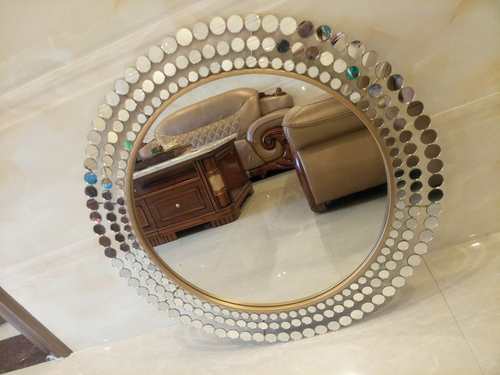 圆形美式镜玄关镜客厅墙面装饰镜子欧式艺术镜挂镜壁挂背景墙创意