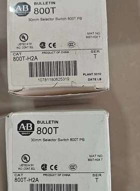 AB罗克韦尔800T-H2A选择开关，30mm标准旋钮，白色