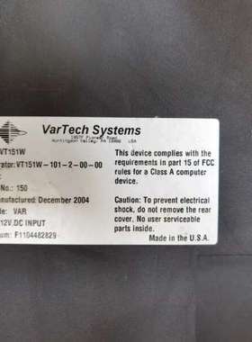 VarTech Systems VT151W 触摸屏显示器，