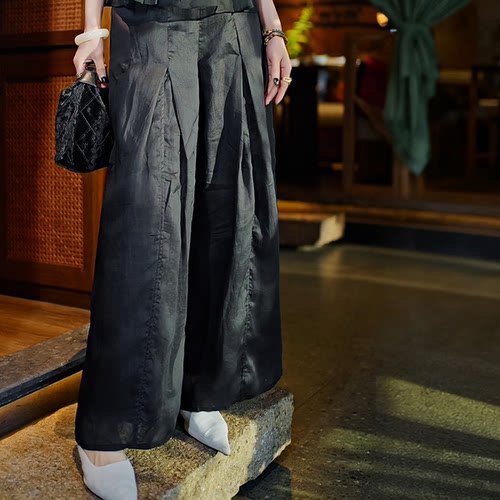 羊在在民族风春夏阔腿裤中式显瘦裤子百搭纯苎麻KZ26GY291