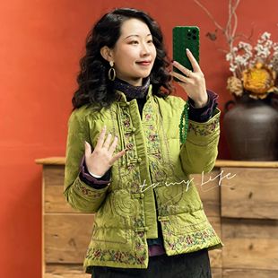 国风太太服刺绣羽绒服外套GY079 民族风中式 羊在在 云岭山茶花