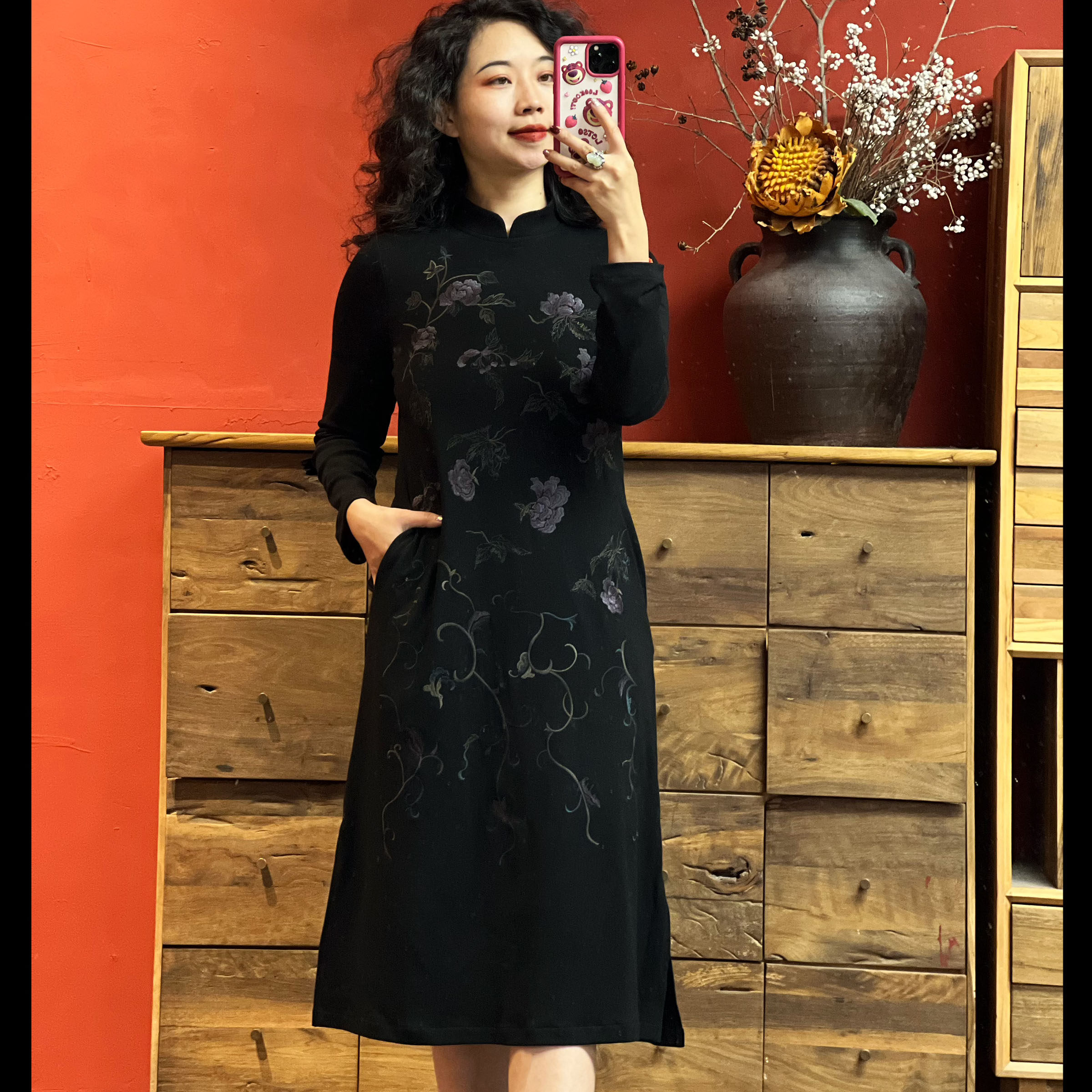 YANGZAIZAI/羊在在国风复古长款重工刺绣连衣裙修身旗袍裙DDQ963,女装/女士精品,连衣裙,淘宝优惠券,粉丝福利购,淘宝优惠卷