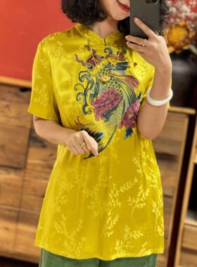 羊在在【好运锦鲤】民族风中式改良茶服上衣刺绣汉服L24YX0415