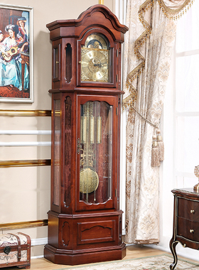 德国赫姆勒八音进口机芯落地钟全实木客厅机械重锤拉链风水钟纯铜