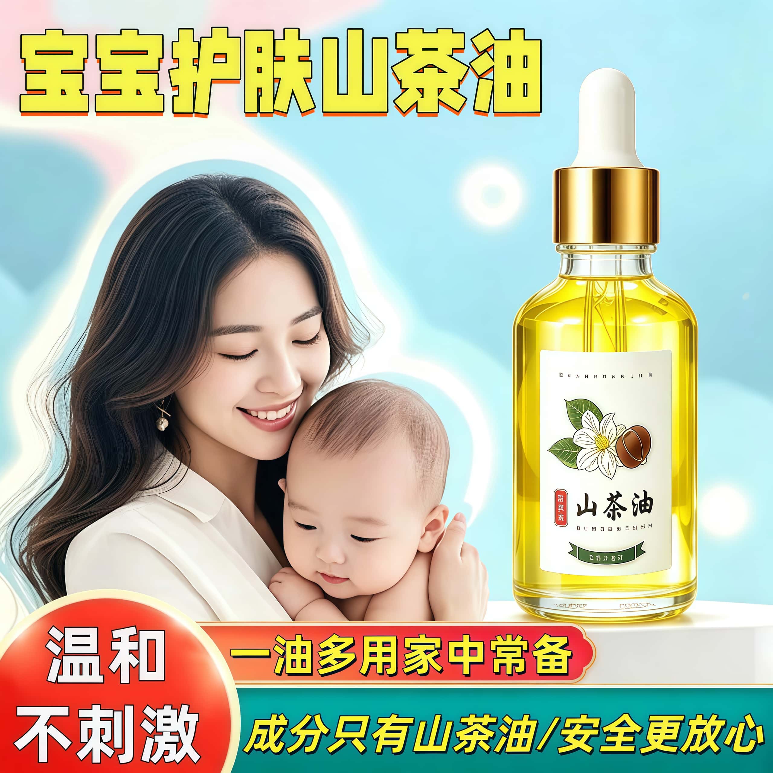 婴儿护肤正宗山茶油宝宝红屁屁护臀膏抚触按摩油新生儿身体润肤油