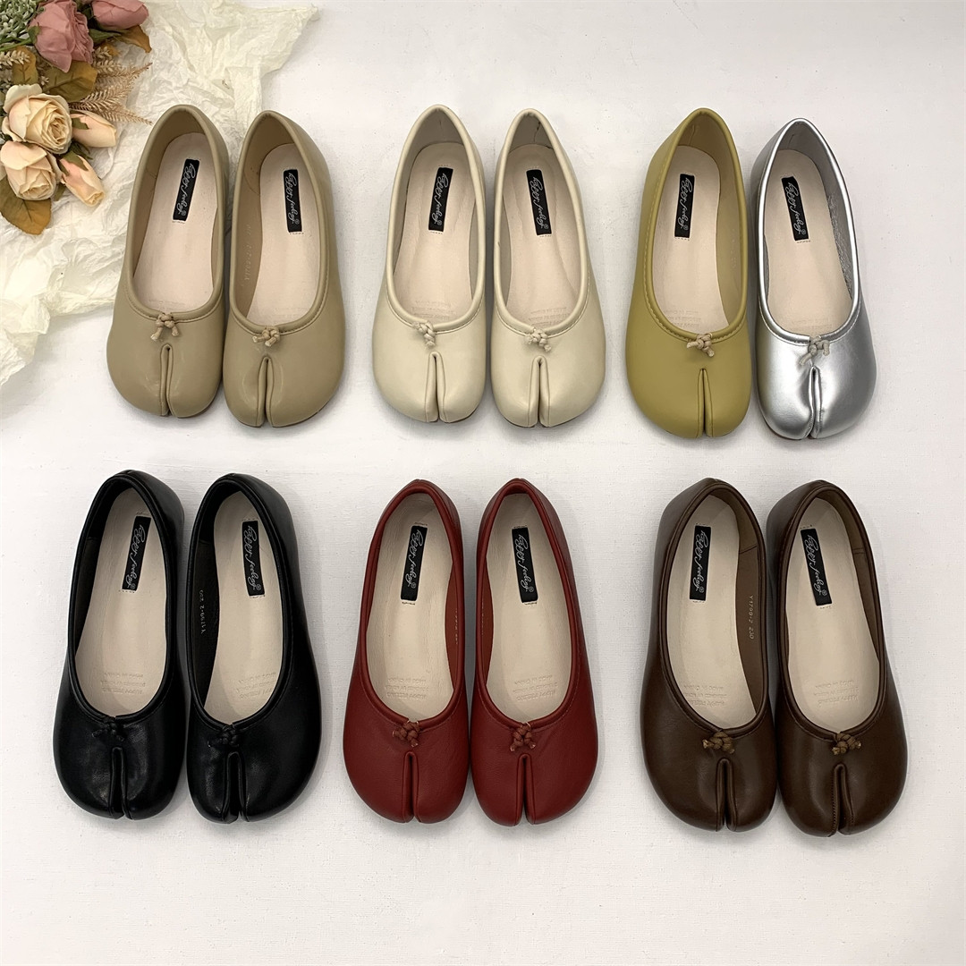 平底豆豆猪脚单鞋女鞋子2024年春季马蹄分趾拇指猪蹄船鞋红色瓢鞋,女鞋,浅口单鞋,淘宝优惠券,粉丝福利购,淘宝优惠卷