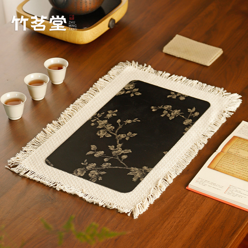 新中式棉麻双面茶席茶桌垫隔热垫茶盘垫防水干泡席桌旗壶承茶垫子