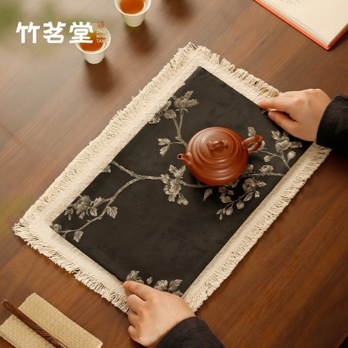 新中式棉麻布艺干泡茶席家用台布