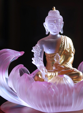 莲花烛台琉璃佛像摆件客厅家用