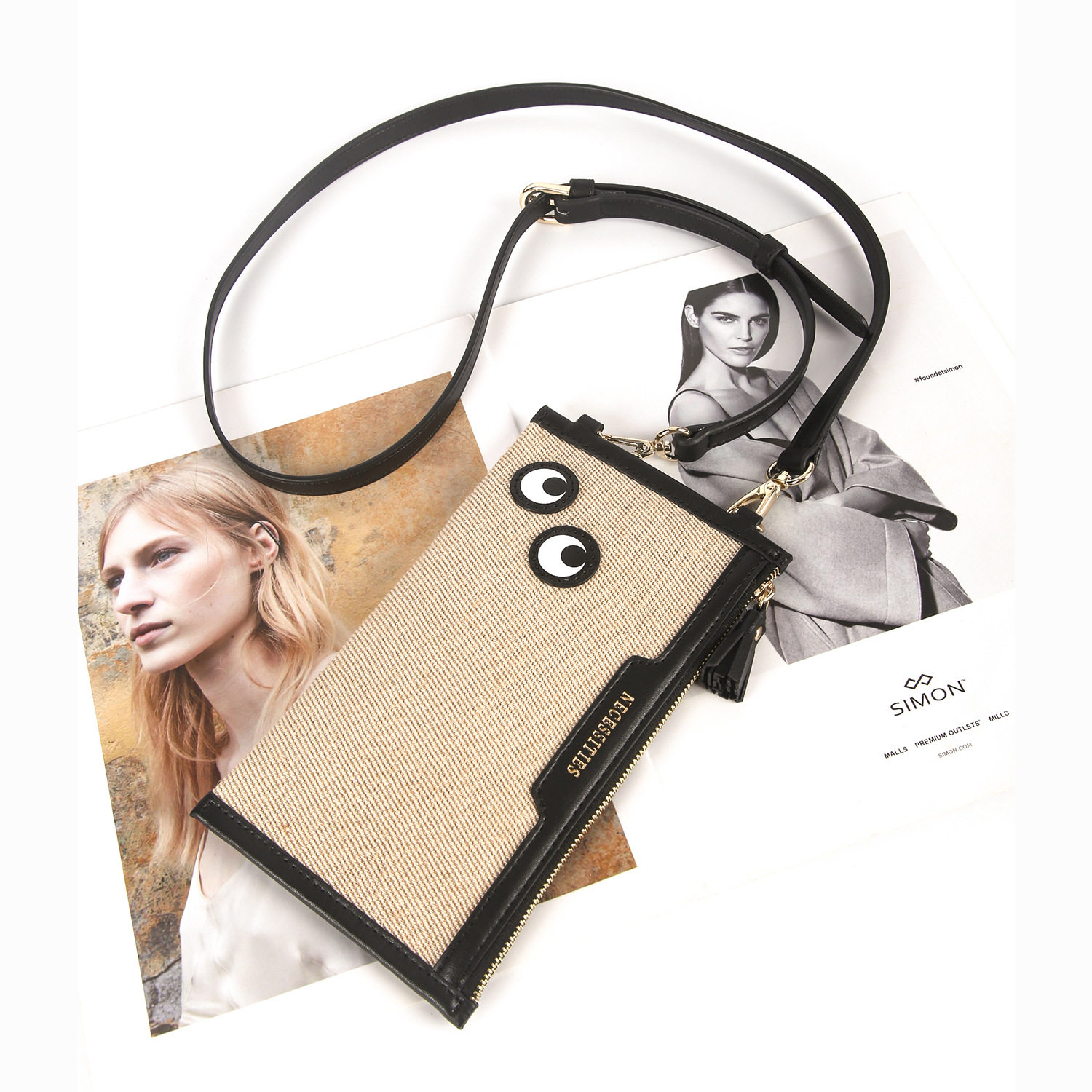 2025小众安雅春夏棉麻挂脖手机包收纳小包大眼睛轻便迷你斜挎包女