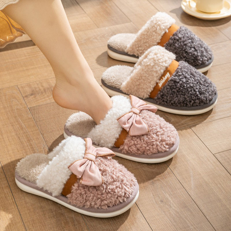 加厚秋冬季保暖毛毛拖鞋可爱家居