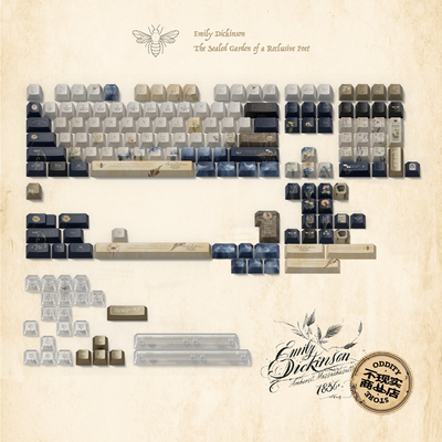 不现实商店大文豪艾米莉狄金森密闭花园键帽复古唯美花艺术客制化