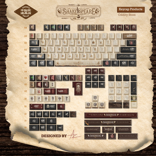 莎士比亚的王牌键帽十四行诗原厂高度PBT1.6厚152颗设计原厂复古