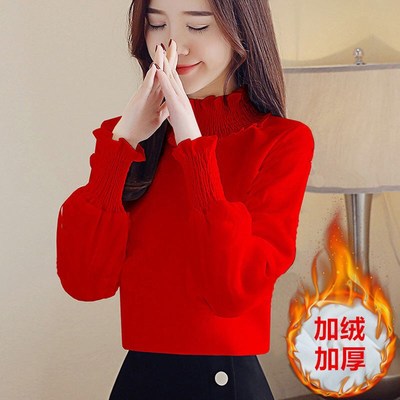 加绒加厚打底衫长袖百搭洋气上衣