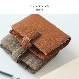 EMMAYAO牛皮手账本真皮本子随身笔记本女式手工皮质小号空白页