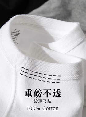 重磅新疆棉t恤600g二本针双线男美式精梳棉短袖小众夏季潮流上衣