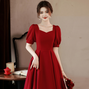 敬酒服新娘红色气质订婚礼服裙结婚回门便装 答谢宴平时可穿高级感