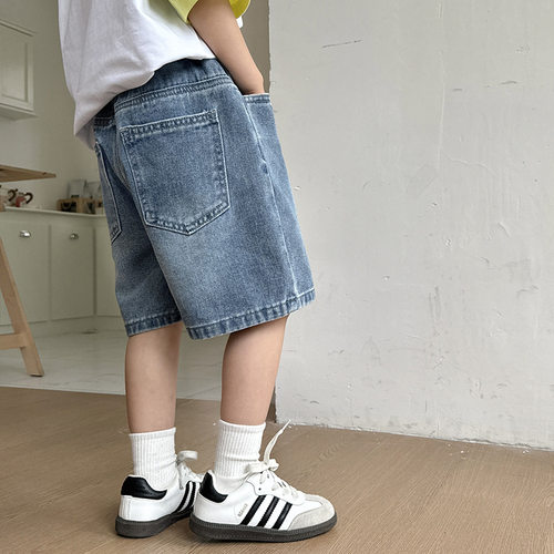 海妈家2026夏季新款男童夏装薄款牛仔短裤韩版童装五分裤中大童装