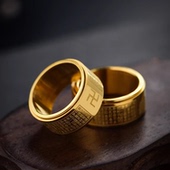 十二生肖戒指本命佛八大守护神金属可转动戒指不绣钢心经男士 戒指