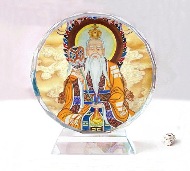 太上老君双面水晶像模型居家车载供奉摆件台 创意生日礼物纪念品