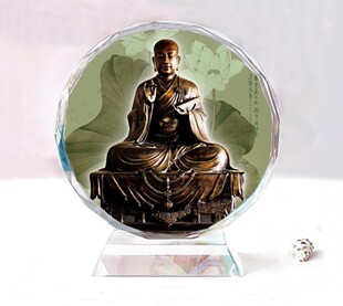 玄奘大师款1双面水晶佛像模型居家车载供奉摆件台生日礼物纪念品