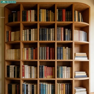 蜀木创艺实木书架落地多层收纳置物架书房客厅储物架书本整理架